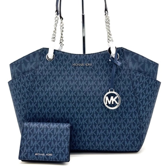 Michael Kors Large Large Signature Shoulder Bag & Cooper Billfold Wallet Set - Picture 1 of 14